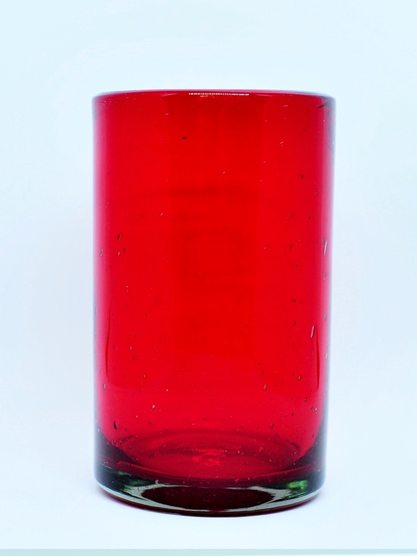 Mexican Glasses / Solid Ruby Red drinking glasses (set of 6) / These handcrafted glasses deliver a classic touch to your favorite drink.